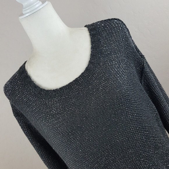Design Lab by‎ Lord & Taylor Black Metallic Sweater - Picture 4 of 8